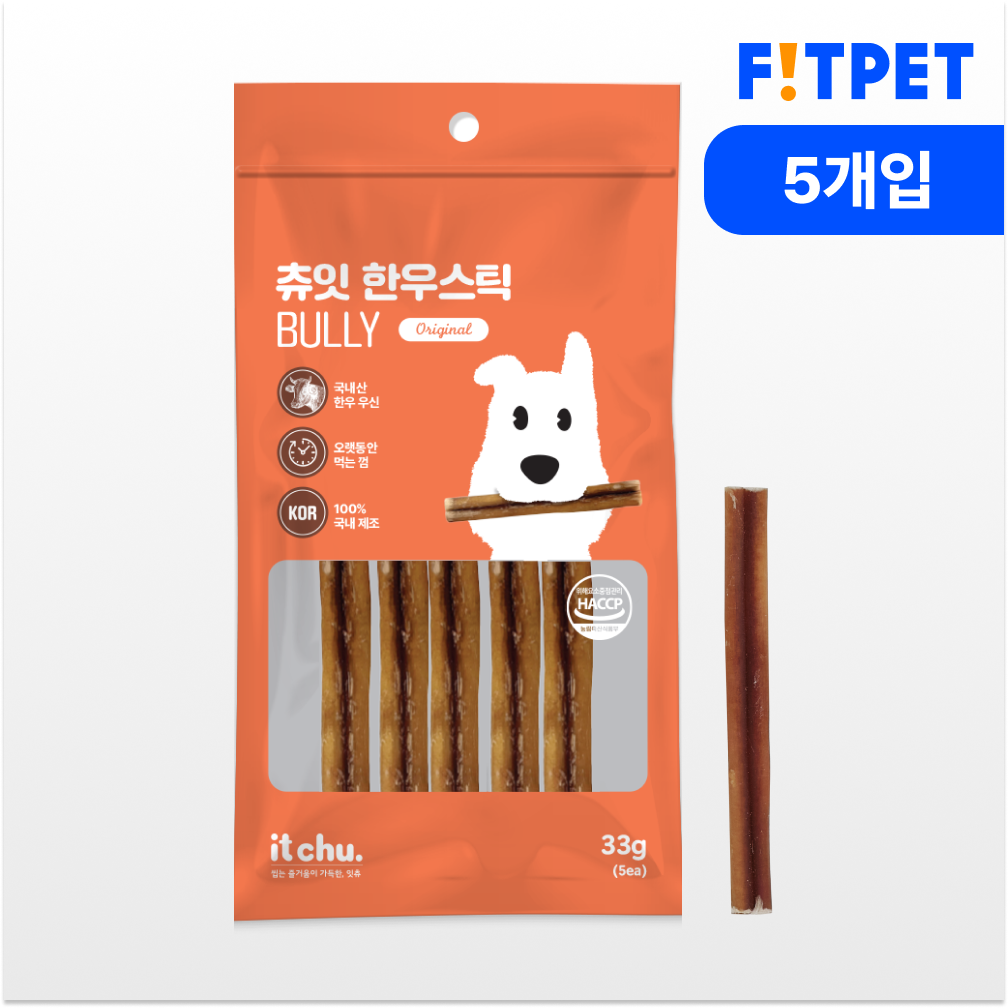 잇츄 츄잇 한우스틱 오래먹는 강아지 수제 간식 불리스틱 개껌 쇠고기, 33g, 1개 - 메인 이미지