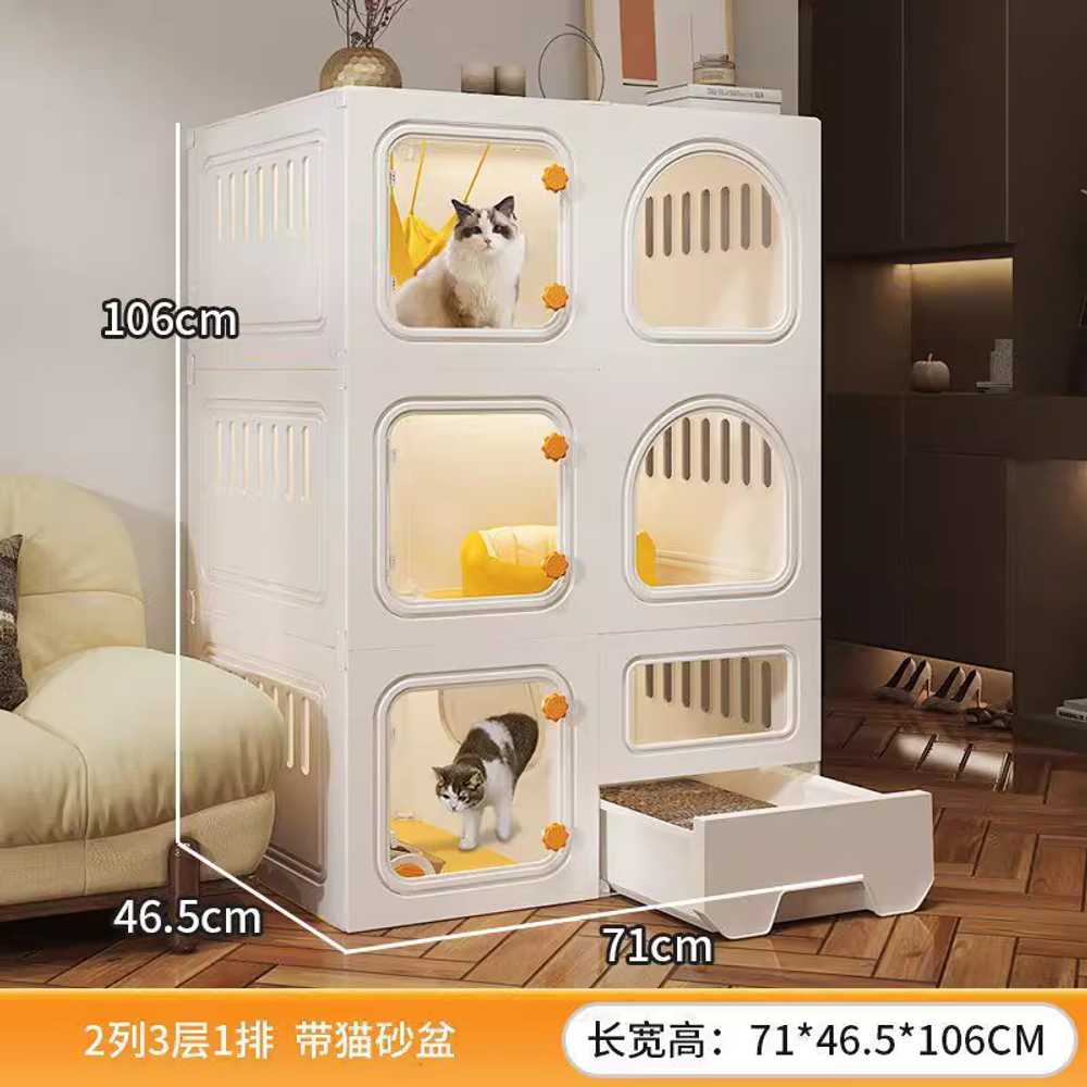 고양이 격리장 반려묘 입원장 휠 케이지 사각 대형 2단 70x35x70 - 상세 이미지 5