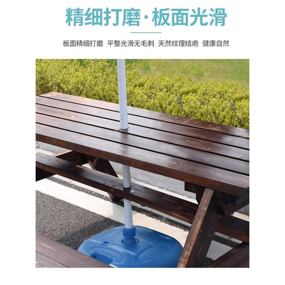 야외 벤치 테이블 테라스 원목 세트 카페 파라솔 의자 120x150x70 파라솔 세트 (호두) - 상세 이미지 5