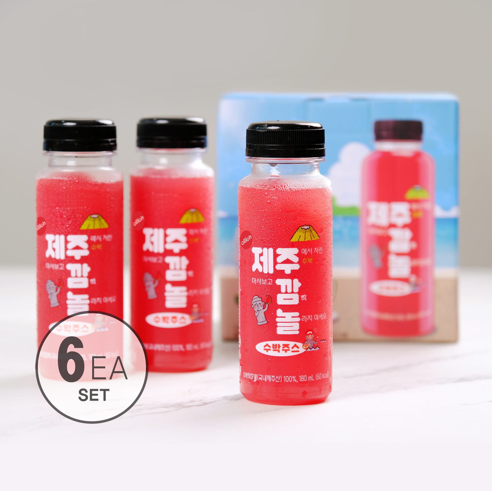 올리온 제주깜놀 100% 수박주스 180ml 6개 리얼착즙 생과일주스 아침대용 오가닉 - 상품 이미지