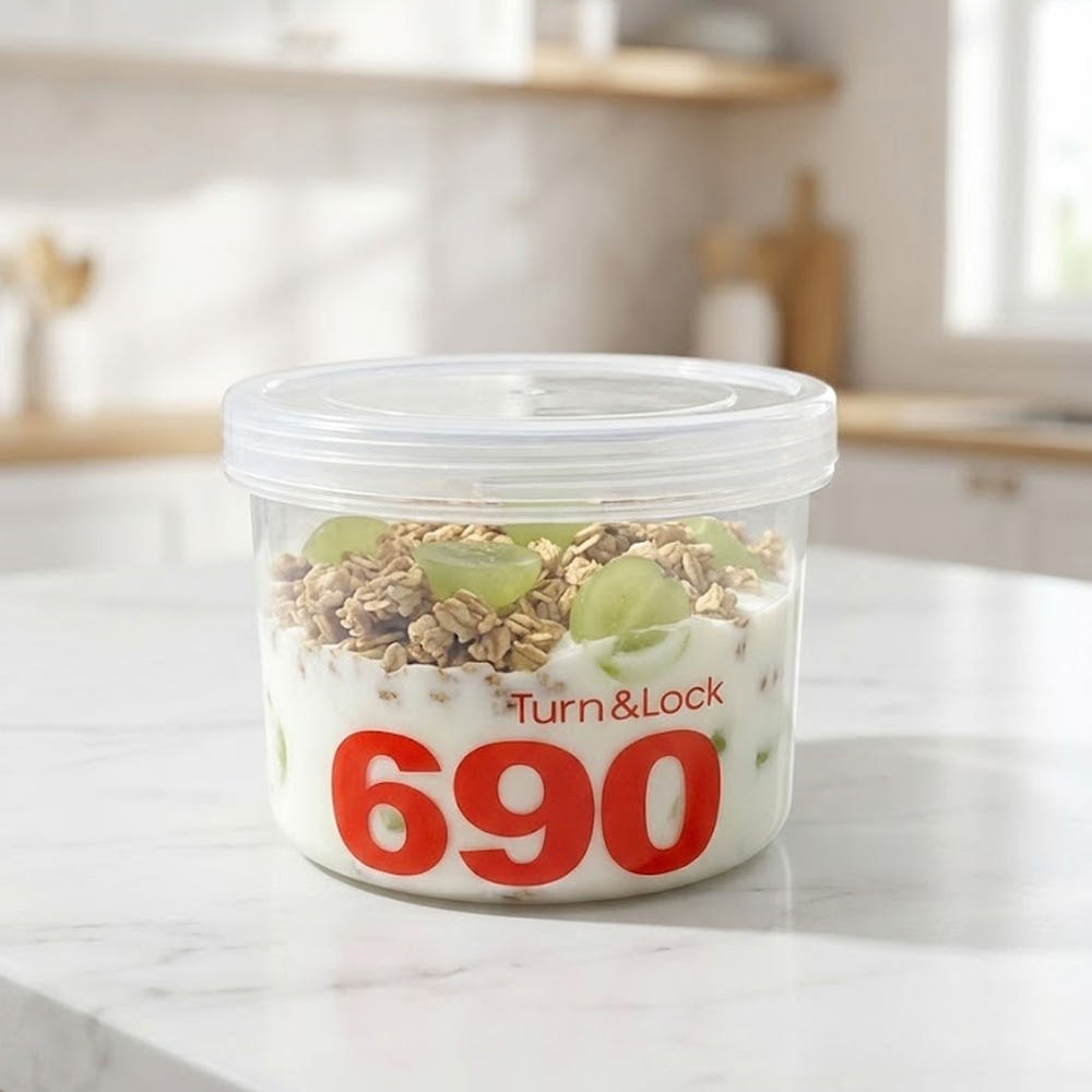 투명 그릭 요거트통 원형 소분용기 원통 690ml, 5개 - 상세 이미지 2