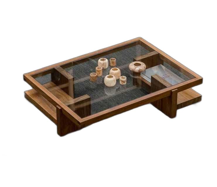 소파 테이블 고재 거실용 유리 강화유리 낮은 좌식 90x60x35 이미지 7