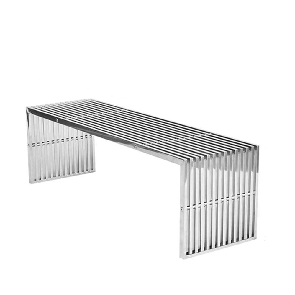 스텐 야외 벤치 긴의자 공원의자 식당 철제 대기 매장 120x40x42cm - 상품 이미지