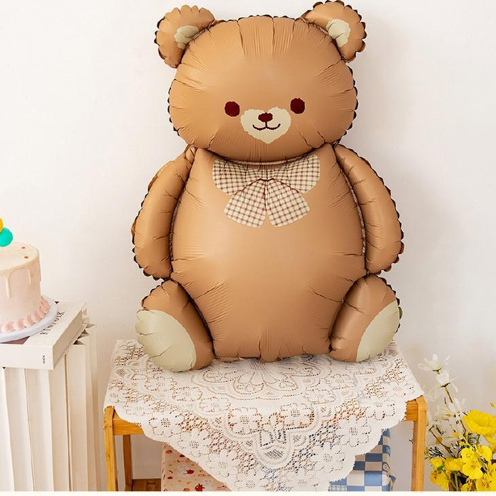 매트컬러 무광곰돌이은박풍선 체크리본곰인형풍선 대형 90cm 2컬러 - 상세 이미지 2
