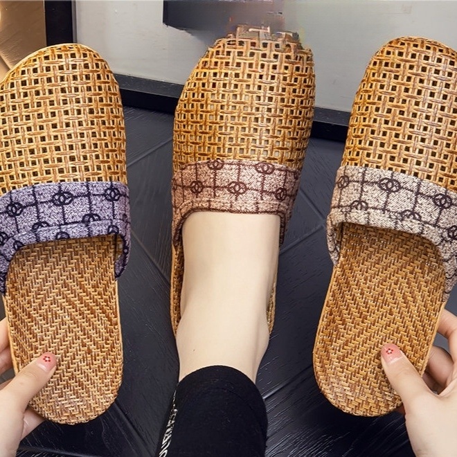 남녀공용 린넨 슬리퍼 여름 통기성 실내화 라이트 브라운 35-36 225-230mm - 상세 이미지 3