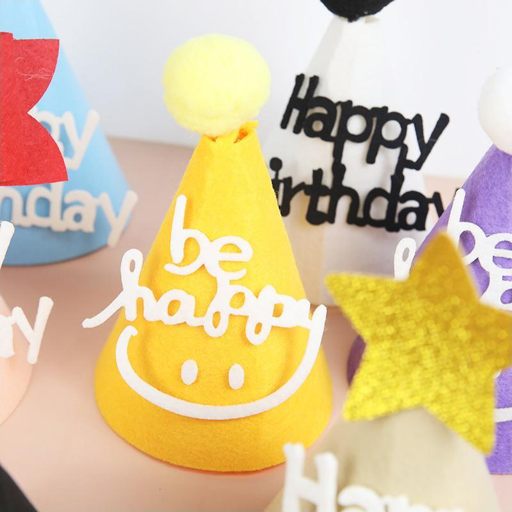 블랙스마일이벤트소품펠트모자 옐로우포인트 입체왕방울생일파티용고깔모자 2색 - 상세 이미지 5