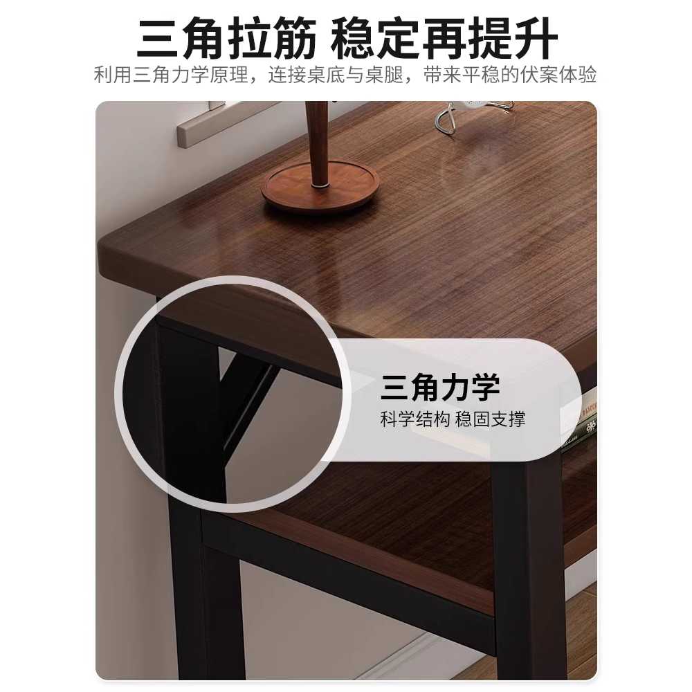 원목 간이 테이블 좁고 긴 가정용 일자 사각 나무 집 단일 흰색 80cm - 상세 이미지 4