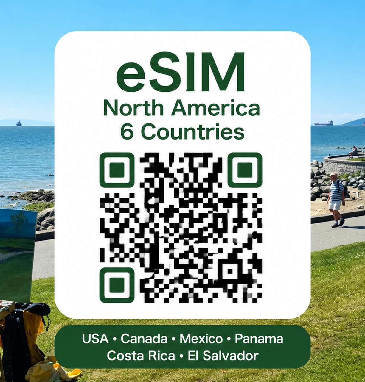북아메리카 6개국 이심 eSIM 데이터 데일리 무제한 미국 캐나다 멕시코 파나마 코스타리카 엘살바도르 이심통 - 상품 이미지