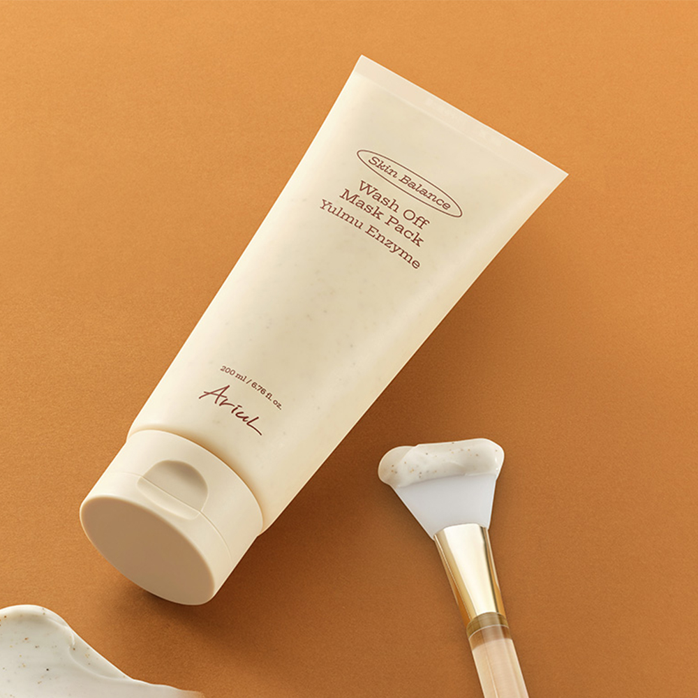 RENEWAL 아리얼 보습 피지 제거 피부톤 개선 스킨밸런스 율무 효소 워시오프 마스크팩 200ml+팩브러쉬 - 상품 이미지