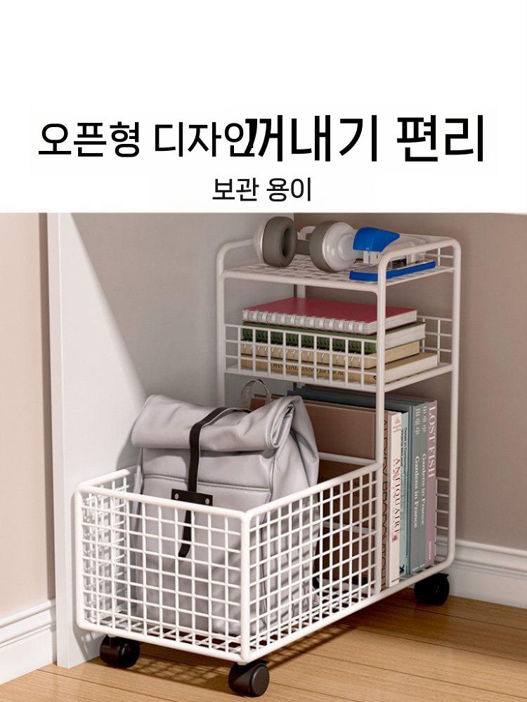이동식 사이드수납장 철제 틈새 슬라이딩 책상아래 화이트 3단 중형 - 상세 이미지 5