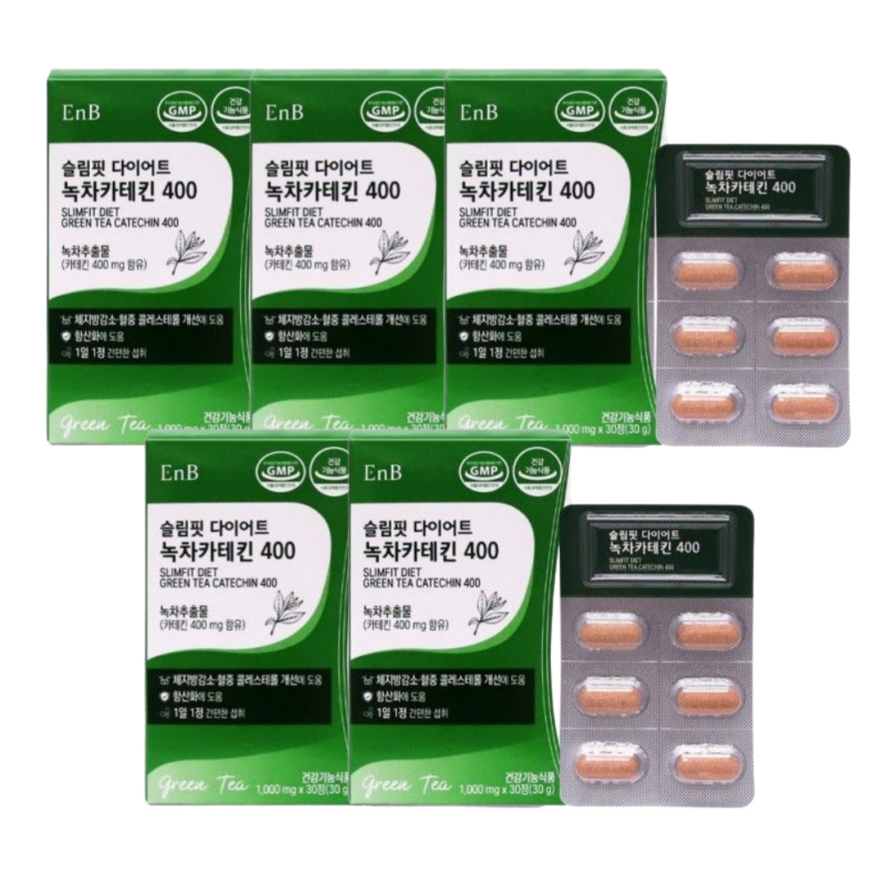 ENB 슬림핏 다이어트 녹차카테킨 400 체지방감소 식물성 1000mg 30정, 5개 - 상품 이미지