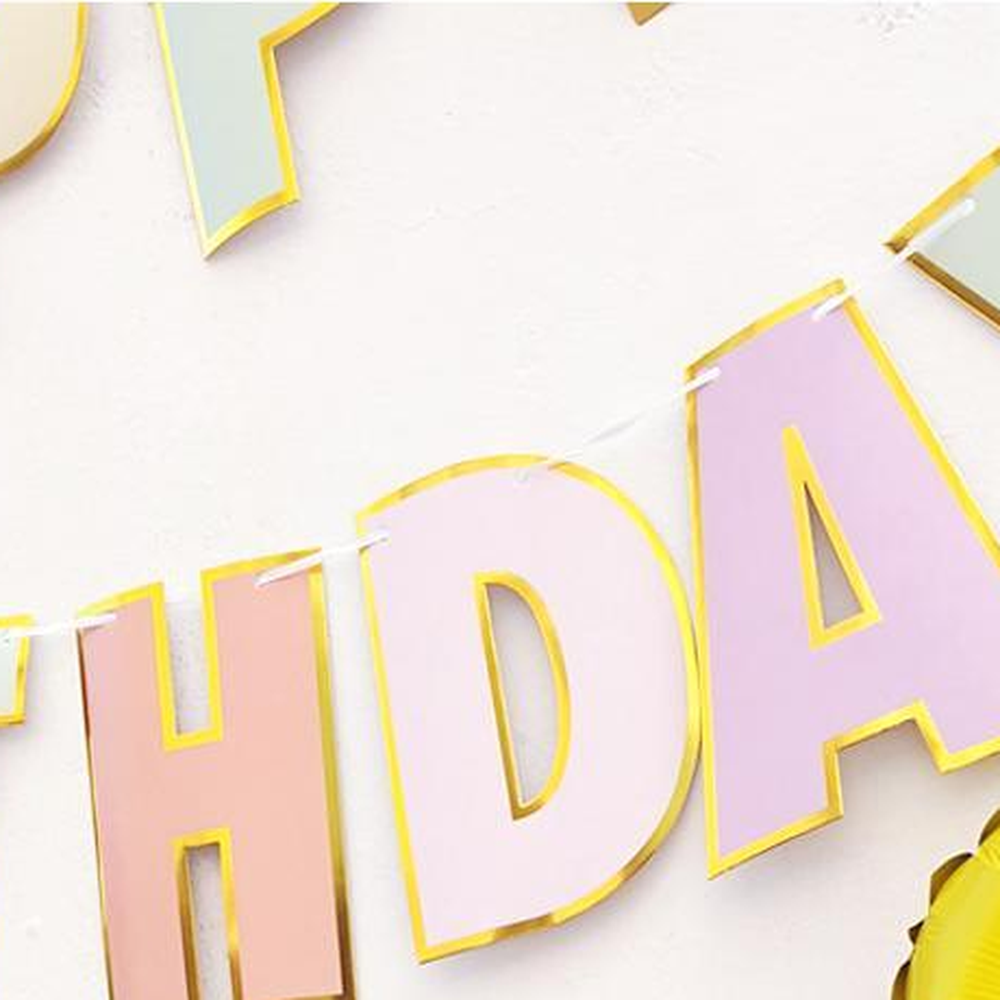 골드테두리생일파티용생일가랜드 두줄형해피버스데이 핑크골드이벤트장식영문가랜드 - 상세 이미지 5