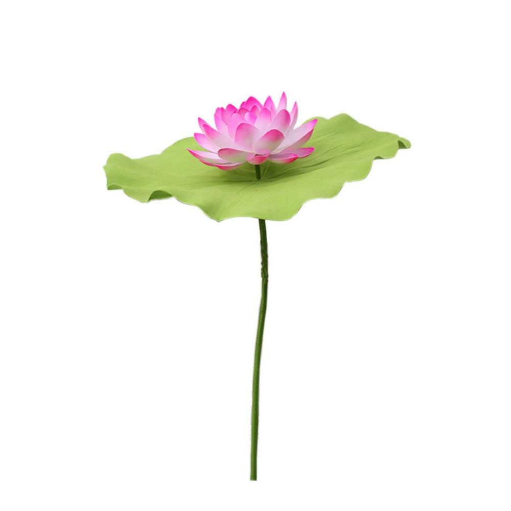 연꽃 잎 연못 소품 가짜 꽃 연잎 촬영 공연 레드 38cm 연잎+3D 연꽃 - 상품 이미지