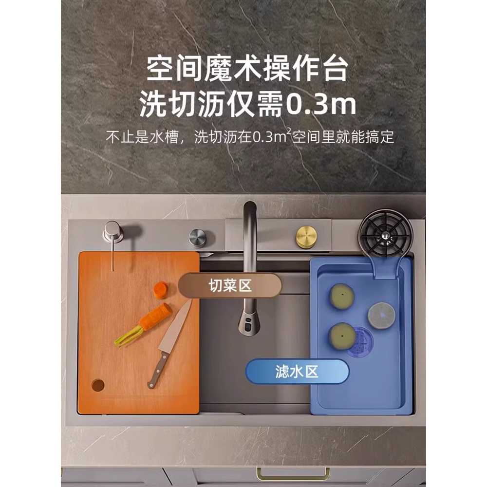 사각싱크볼 그레이 싱크대 싱크볼 주방 교체 개수대 그레이 나노 600450+비누+컵 - 상세 이미지 4