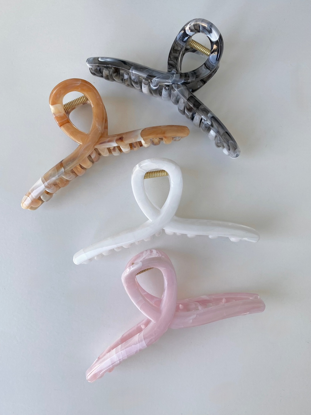 빅 꼬임 아크릴 마블패턴 올림머리집게핀 반묶음 바렛 포인트헤어 긴머리 많은숱 - 상세 이미지 2