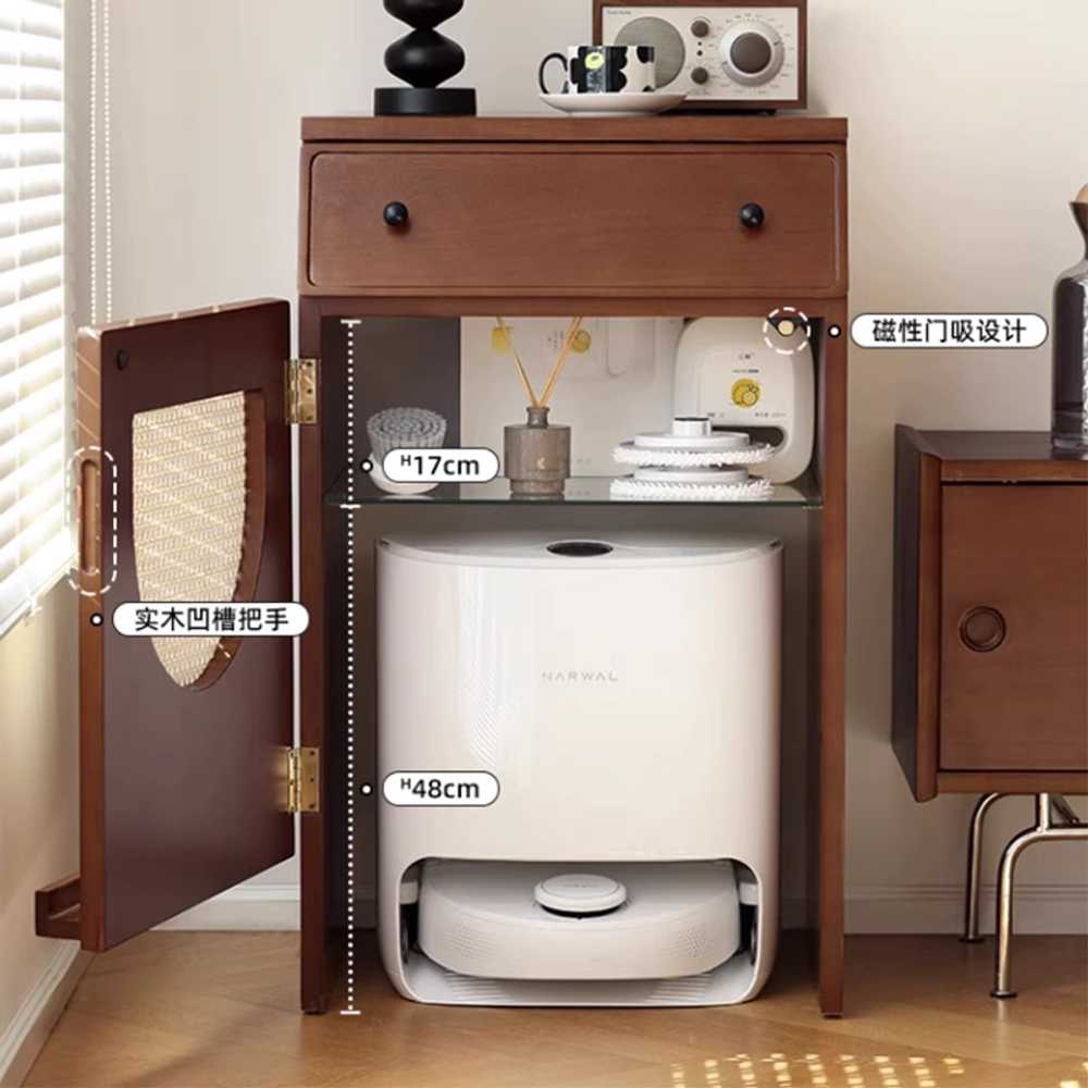 로봇청소기장 로봇청소기 수납장 원목 로보락 호환 51x49x84 앤틱 캐비닛 - 상세 이미지 2