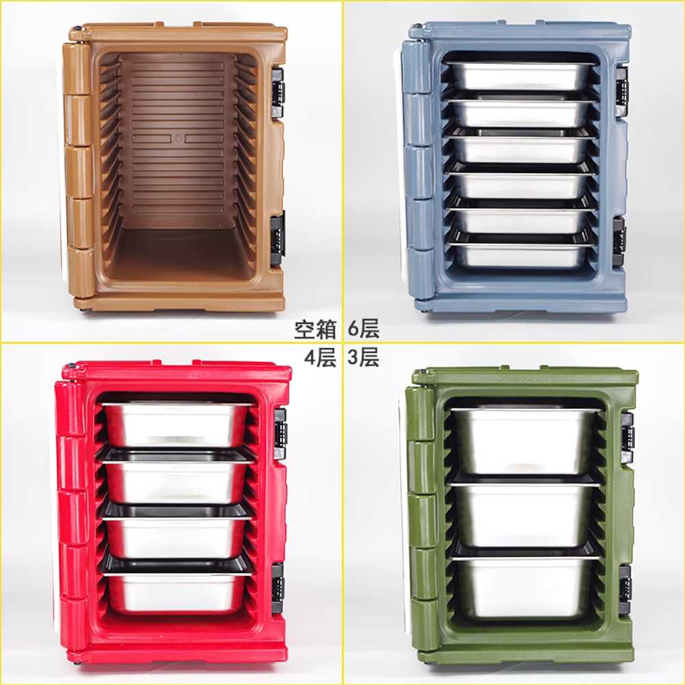 업소용 보온 도시락통 레스토랑 보온기 밥차 상자 90L 브라운+6단 트레이 - 상세 이미지 5