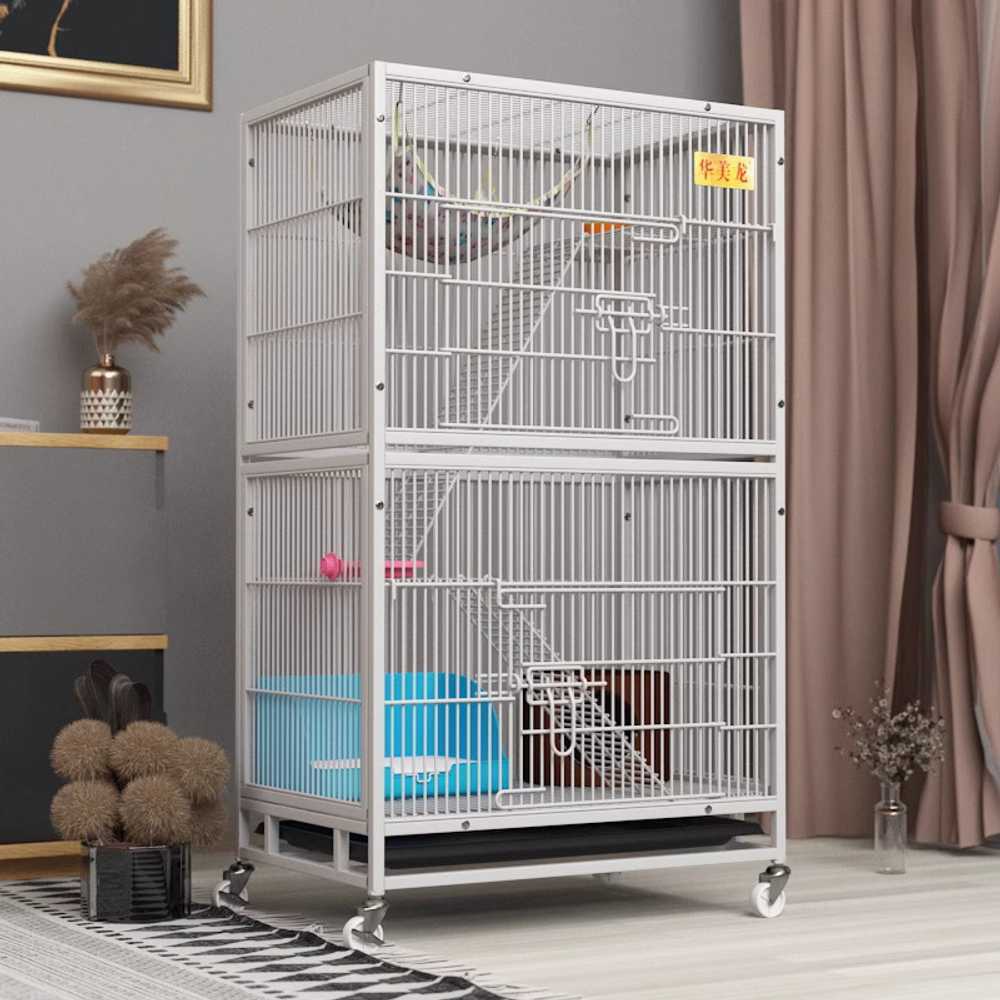 다람쥐집 케이지 하늘다람쥐 친칠라 철제 고슴도치 대형 3층 72x54x80 하얀색 - 상품 이미지