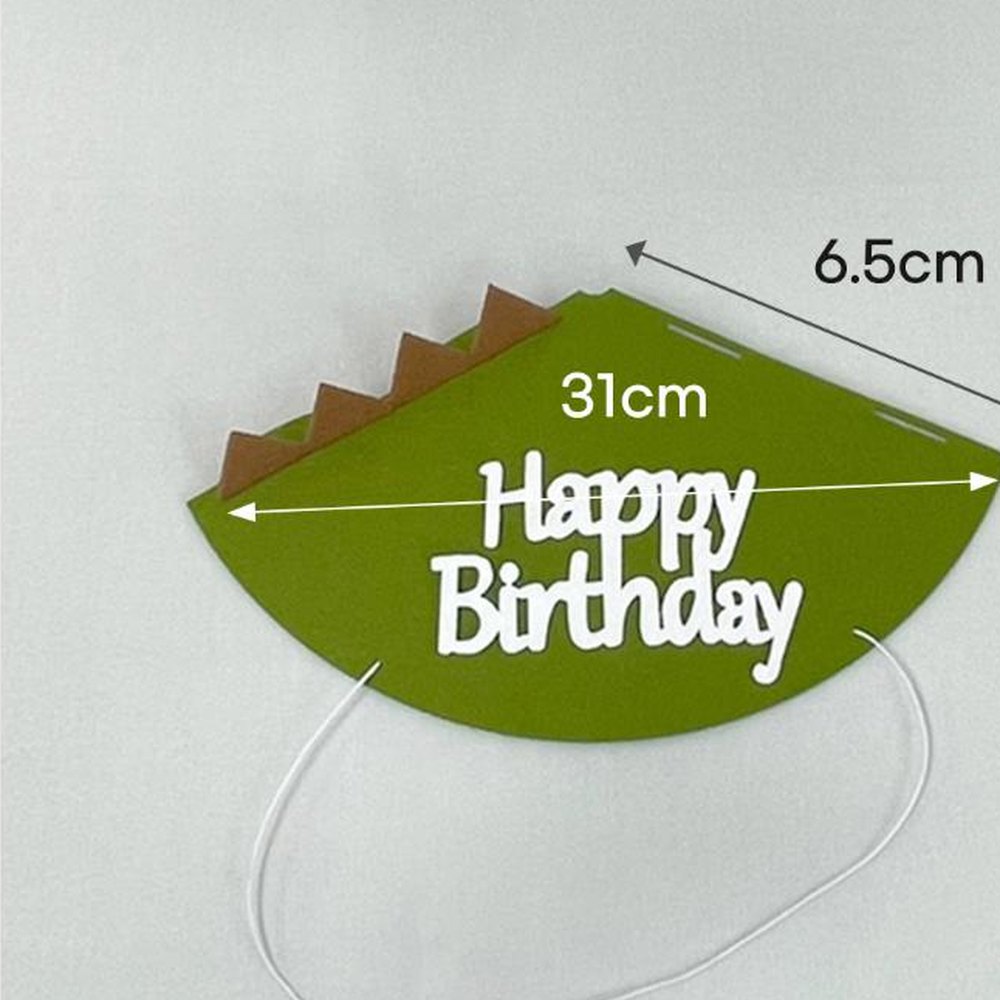 공룡모자 생일파티용품 어린이생일 귀여운공룡고깔모자 해피버스데이 펠트모자 그린 - 상세 이미지 3