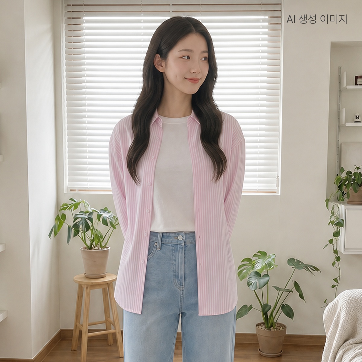 [N배송] 로엠 RE 오버핏 스트라이프 셔츠(RMYWG24RT1) RMYWG25RT1 - 상품 이미지