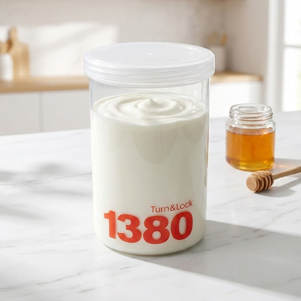 투명 그릭 요거트통 원형 소분용기 원통 1380ml, 5개 - 상세 이미지 3