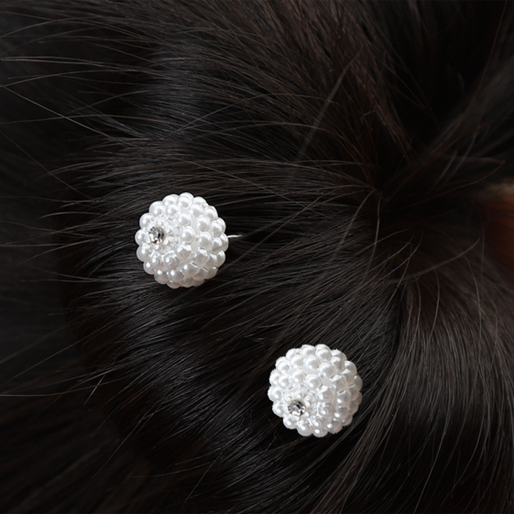 큐빅비즈장식 혼주올림머리장식머리핀 웨딩헤어U핀 1개입 - 상세 이미지 4