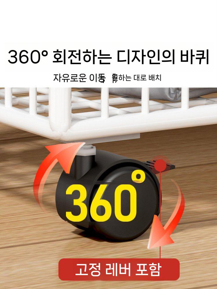 이동식 사이드수납장 철제 틈새 슬라이딩 책상아래 화이트 3단 중형 이미지 6