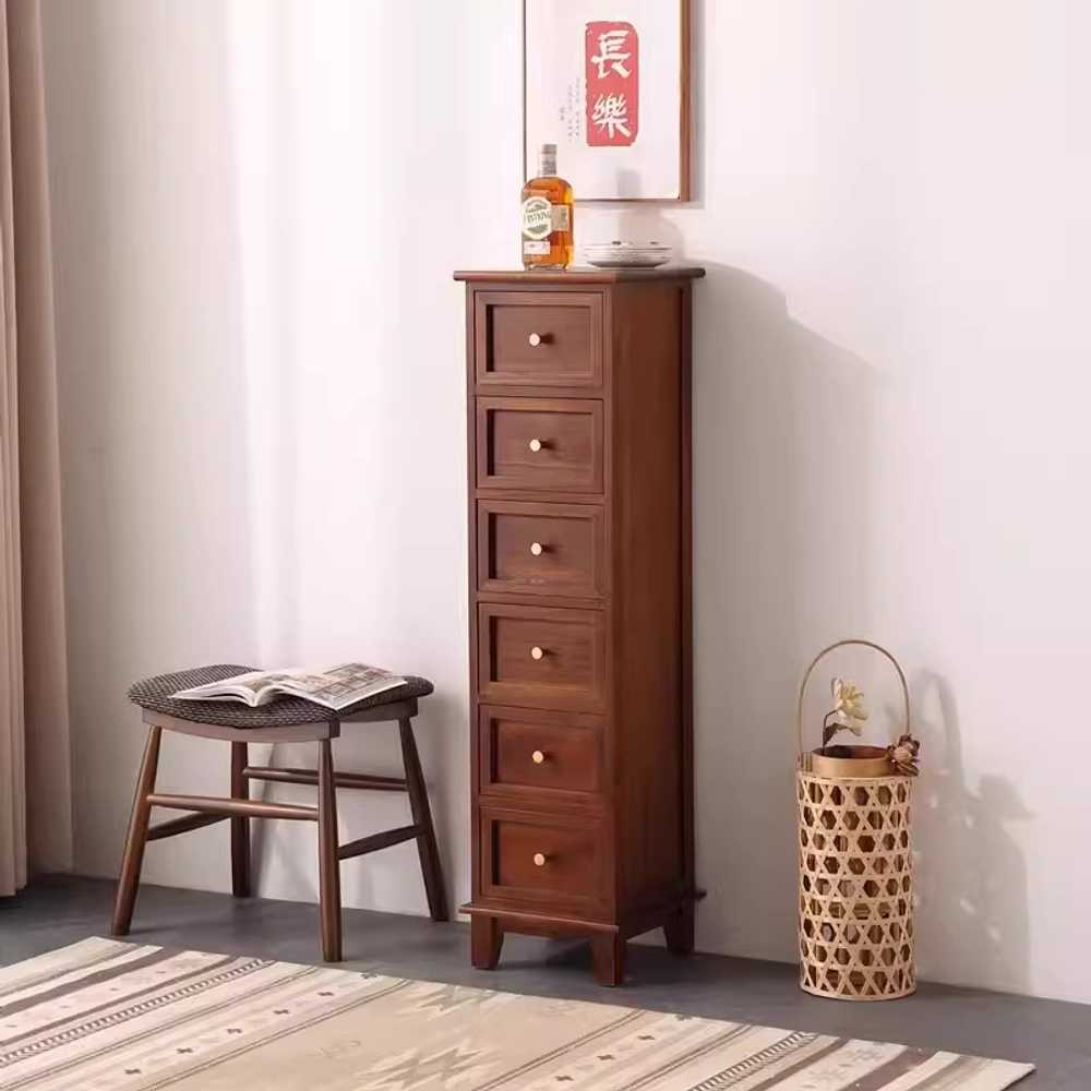 틈새 원목 수납장 도어 거실장 슬라이딩 모서리 거실 30x30x64 호두 3 버킷 1 - 상세 이미지 2