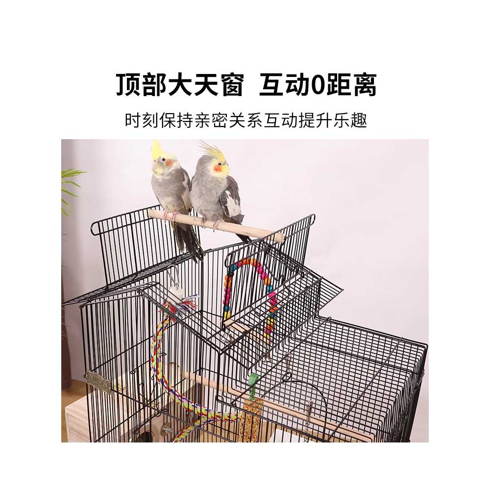 앵무새 대형 새장 앵무새집 큰새장 버드 날림장 잉꼬 블랙 싱글 케이지 세트 - 상세 이미지 4