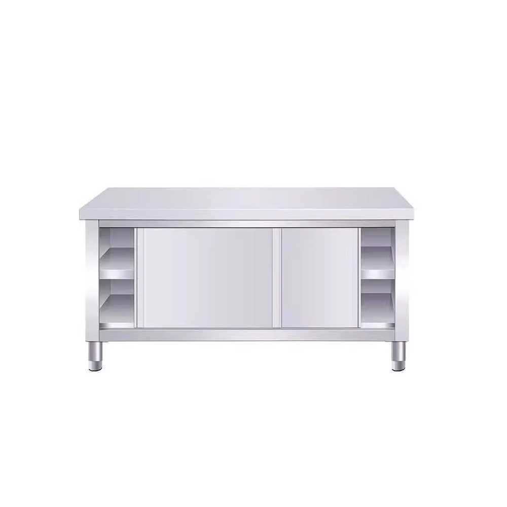스테인레스 수납장 슬라이드 벽장 주방 조리대 식당 80x40x80cm - 상품 이미지