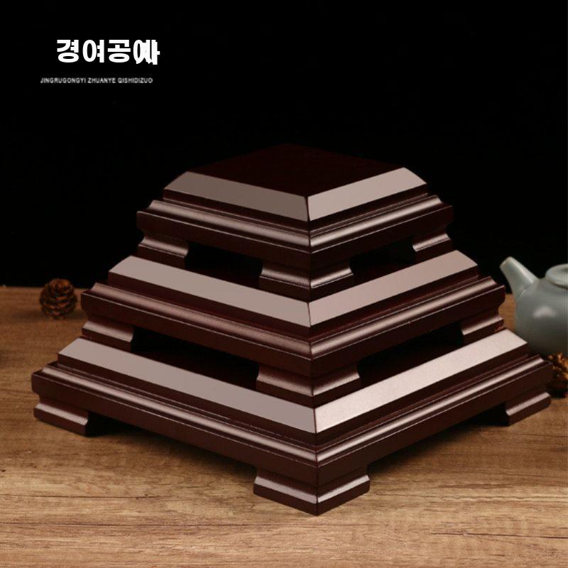원목 받침대 장식품 다이 받침 수석 인테리어 소품 15x15x5.5cm - 상세 이미지 2