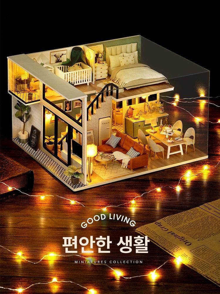 미니어처 하우스 집 조립 만들기 모조 모형 편안한 생활 A - 상세 이미지 3