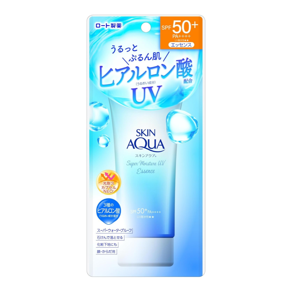 스킨아쿠아 슈퍼 모이스처 선에센스 80g 촉촉한 자외선차단제 선크림 일본 SPF50+ - 상품 이미지