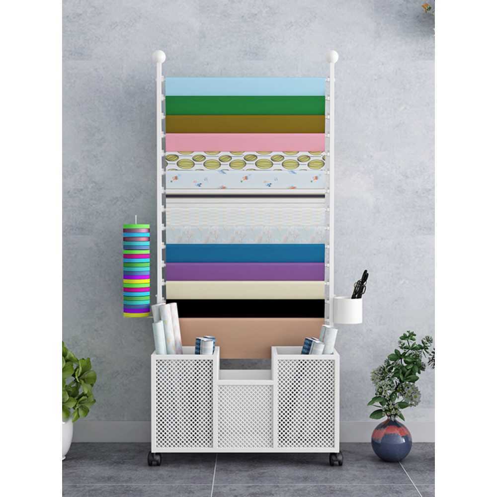 꽃가게 포장지 거치대 비닐 물건 정리대 리본걸이 롤 검정 70x27x170CM (13층) - 상세 이미지 2