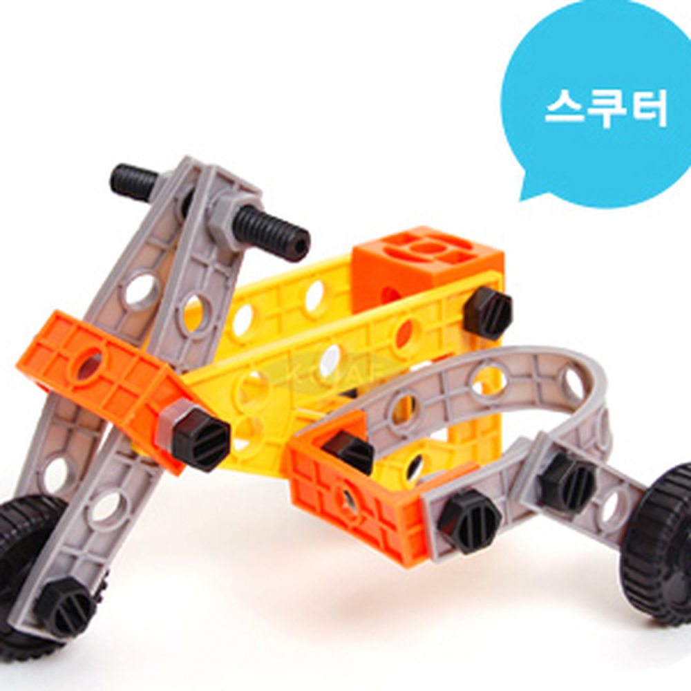 회색창의력블록만들기 모터라이즈드취미생활크레인타워블럭 주황색실내놀이조립완구 4살남아 - 상세 이미지 3