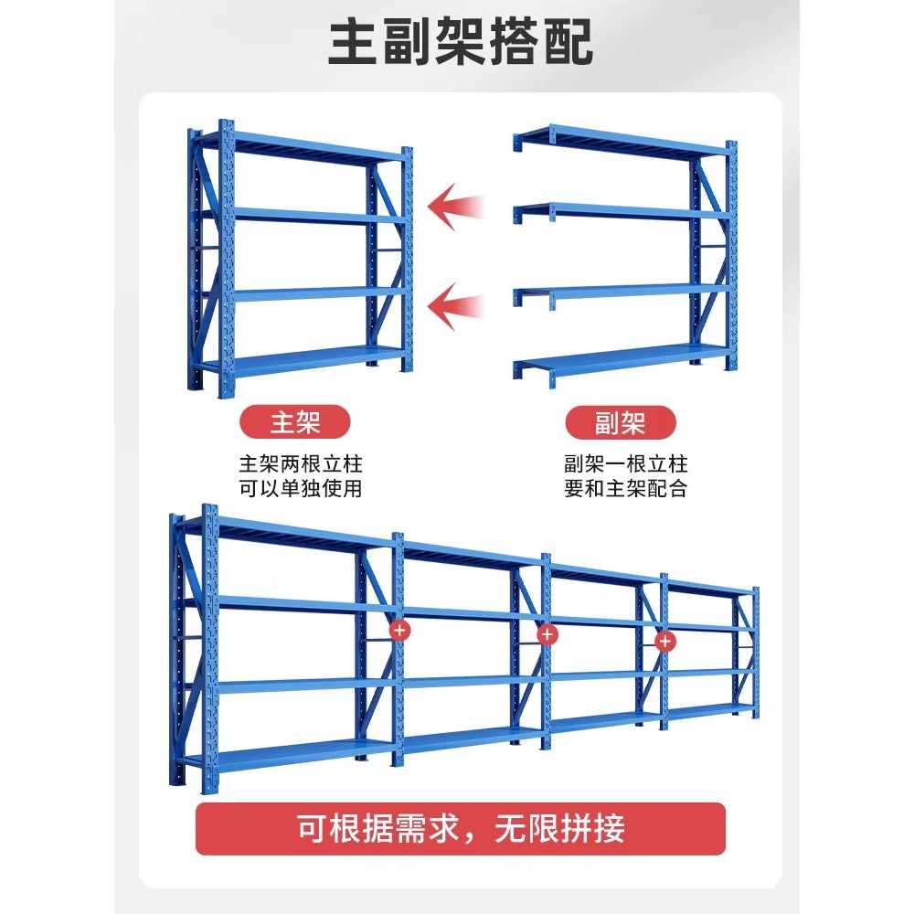 중량랙 철제 앵글 렉 진열대 메탈 펜트리 조립식 대형 100x40x200 280KG (3단) 이미지 6