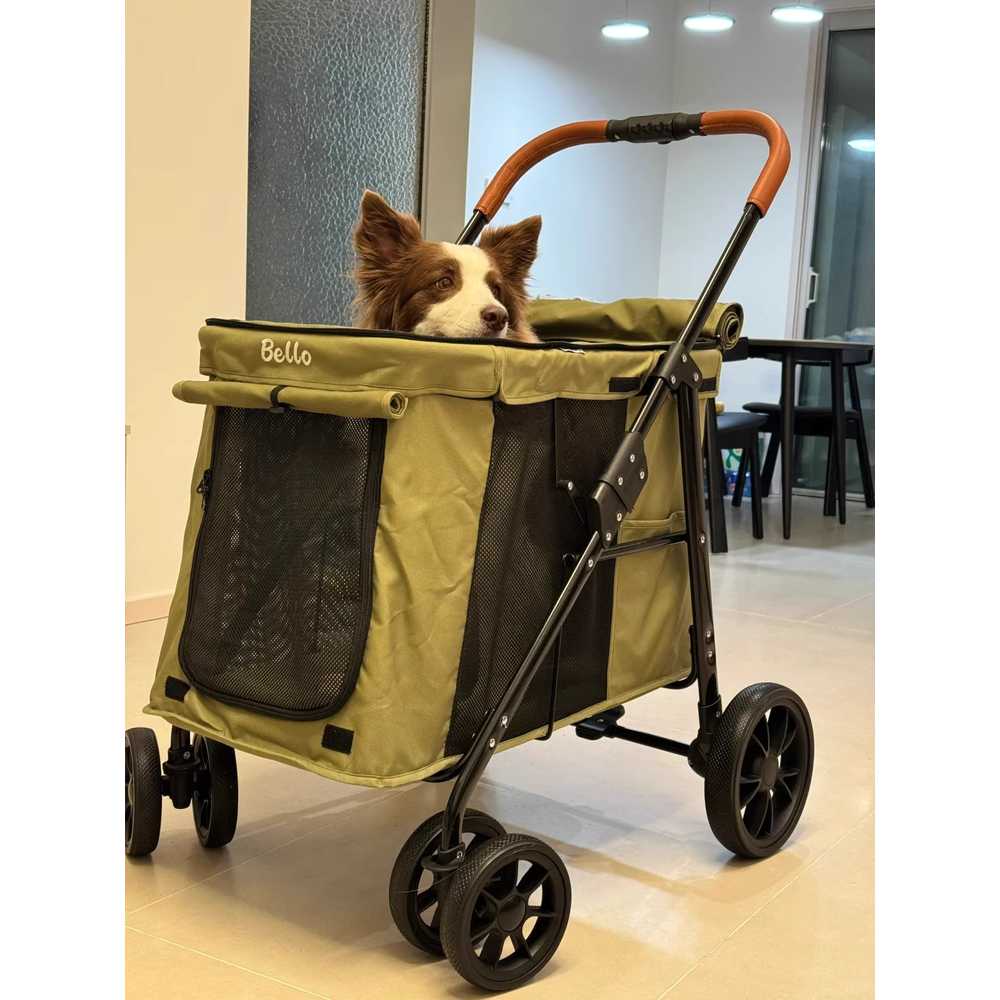 카트 개모차 대형견 모던 웨건 경량 시바견 상하 외출 그린 - 상세 이미지 2