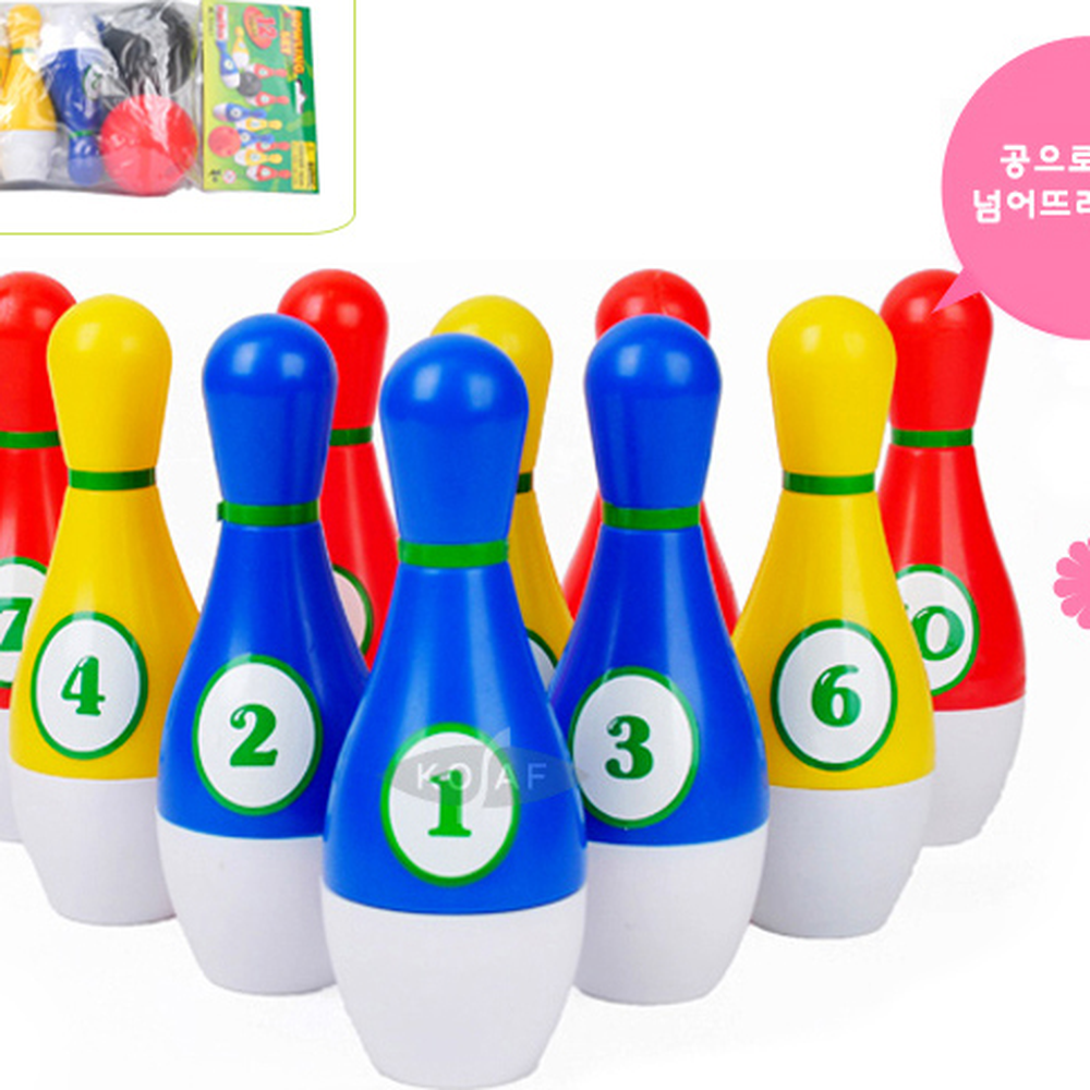 파란색유치원 안전플라스틱놀이교구볼링놀이세트 주황색아기볼링공 10개 2개 - 상세 이미지 2
