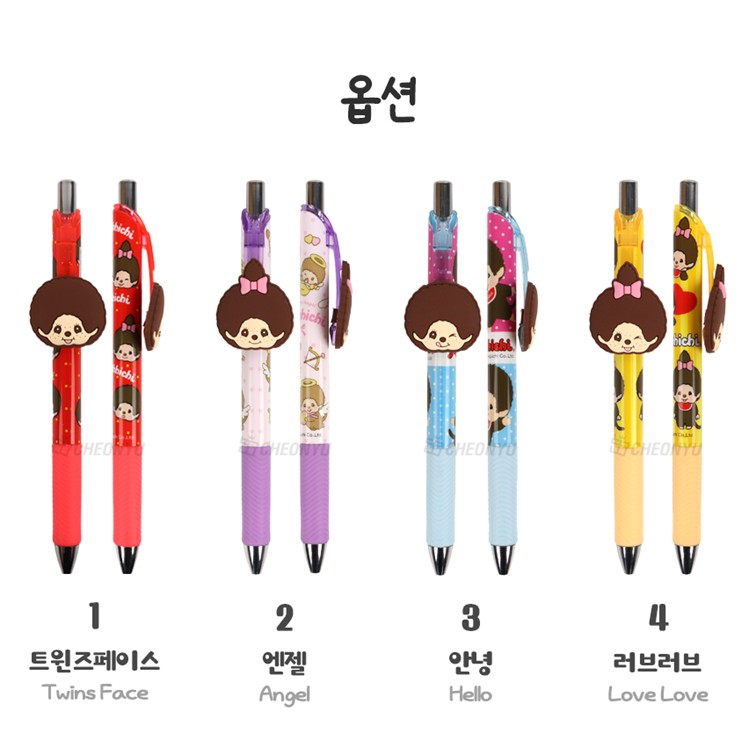 몬치치 젤펜 캐릭터 귀여운 다꾸펜 문구 선물 트윈즈 페이스 - 상세 이미지 2