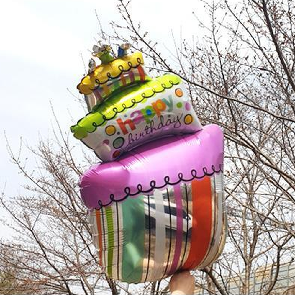 3단케이크모양은박풍선 케이크헬륨풍선 대형 강아지생일파티장식 - 상세 이미지 4