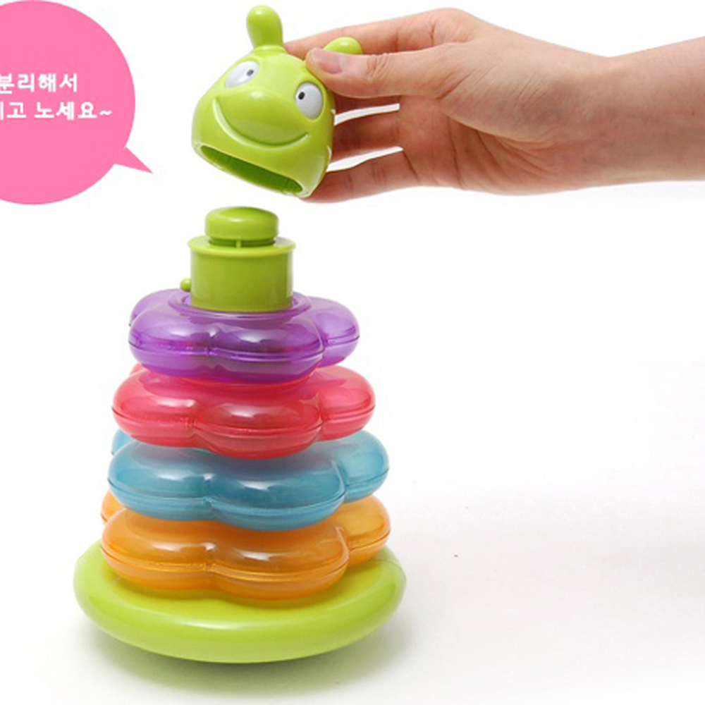 소근육발달유치원교구 애벌레친구감각발달링쌓기 노래나오는오감자극꽃모양링쌓기 - 상세 이미지 4