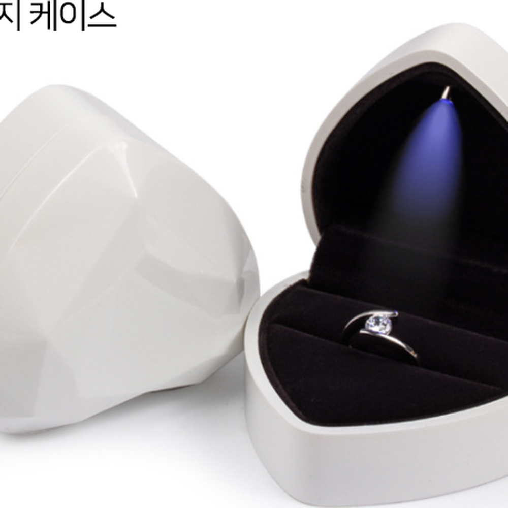 하트디자인프로포즈선물반지케이스 핑크하트주얼리보관주얼리케이스 LED조명악세사리함보석함 - 상세 이미지 4