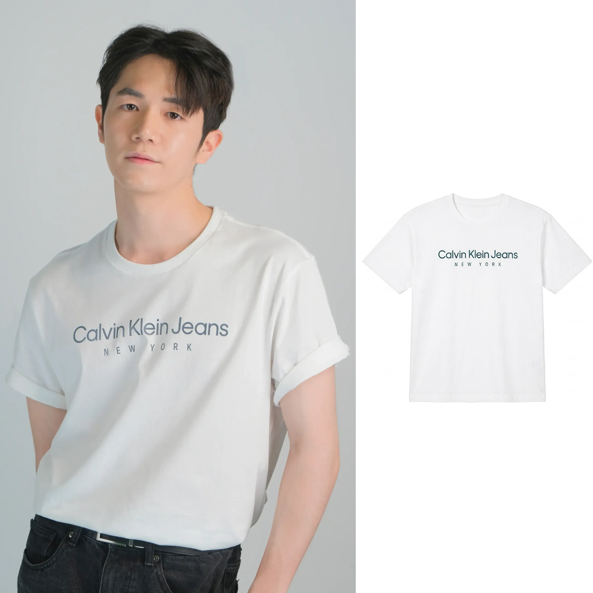 캘빈클라인 진스 뉴욕 스탠 그래픽 반팔 티셔츠 화이트, XL - 상품 이미지