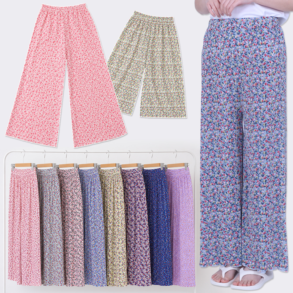플라워플리츠팬츠 할머니 몸빼바지 꽃무늬바지 - 상품 이미지