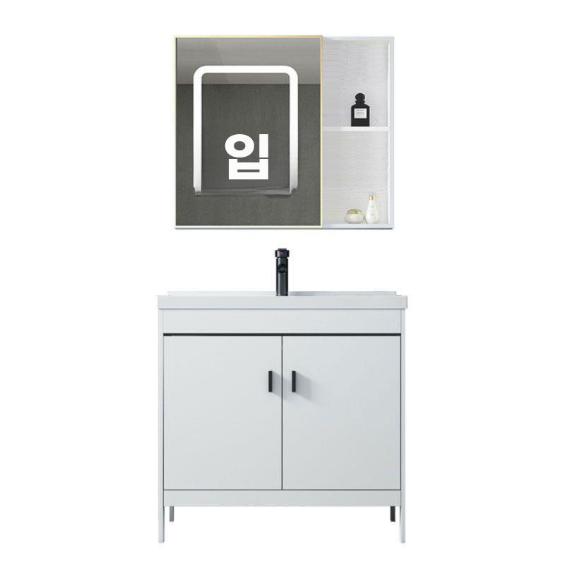 욕실 수납장 세트 세라믹 일체형 세면대 모던 가구 화이트 게이트 43 - 상품 이미지