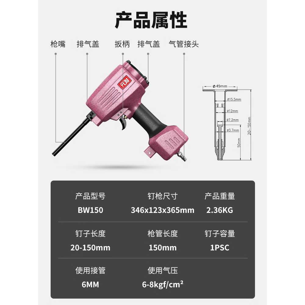 단열재부착 화스너건 외병 공압 충진 단열재건 타카 DBW150 총 오일 렌치 - 상세 이미지 3