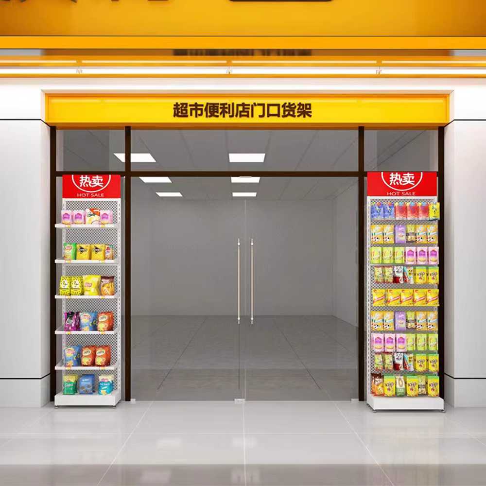 약국진열대 진열장 매대 가판대 선반 마켓 랙 편의점 검정 3층 50x20x200cm +4겹 후크 - 상세 이미지 5