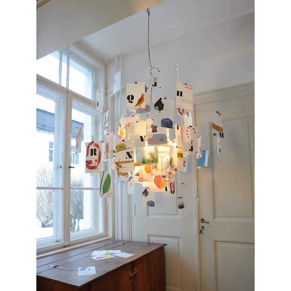DIY 램프 LED 클립 꾸미기 터치 램프 펜던트 천장 갓 ABC 테마 60x60x35cm - 상품 이미지
