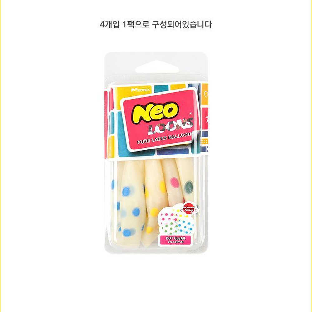 PVC재질이벤트용투명풍선 도트무늬장식용도트풍선 핑크옐로우블루그린파티용 30cm 4색 4개입 - 상세 이미지 3