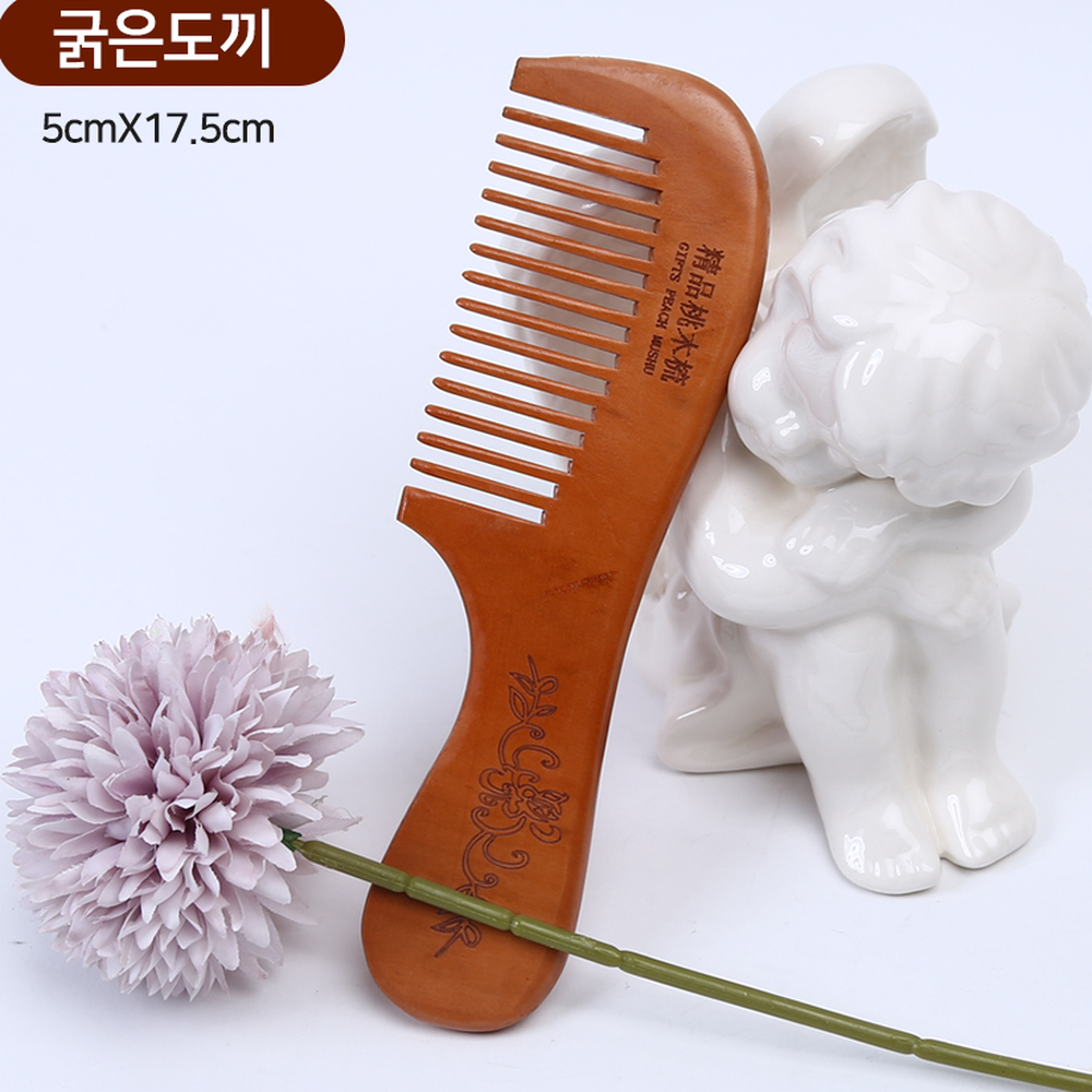 전통무늬 복숭아나무재질 핸드메이드나무빗 우드도끼빗 어르신빗 4종 - 상세 이미지 4